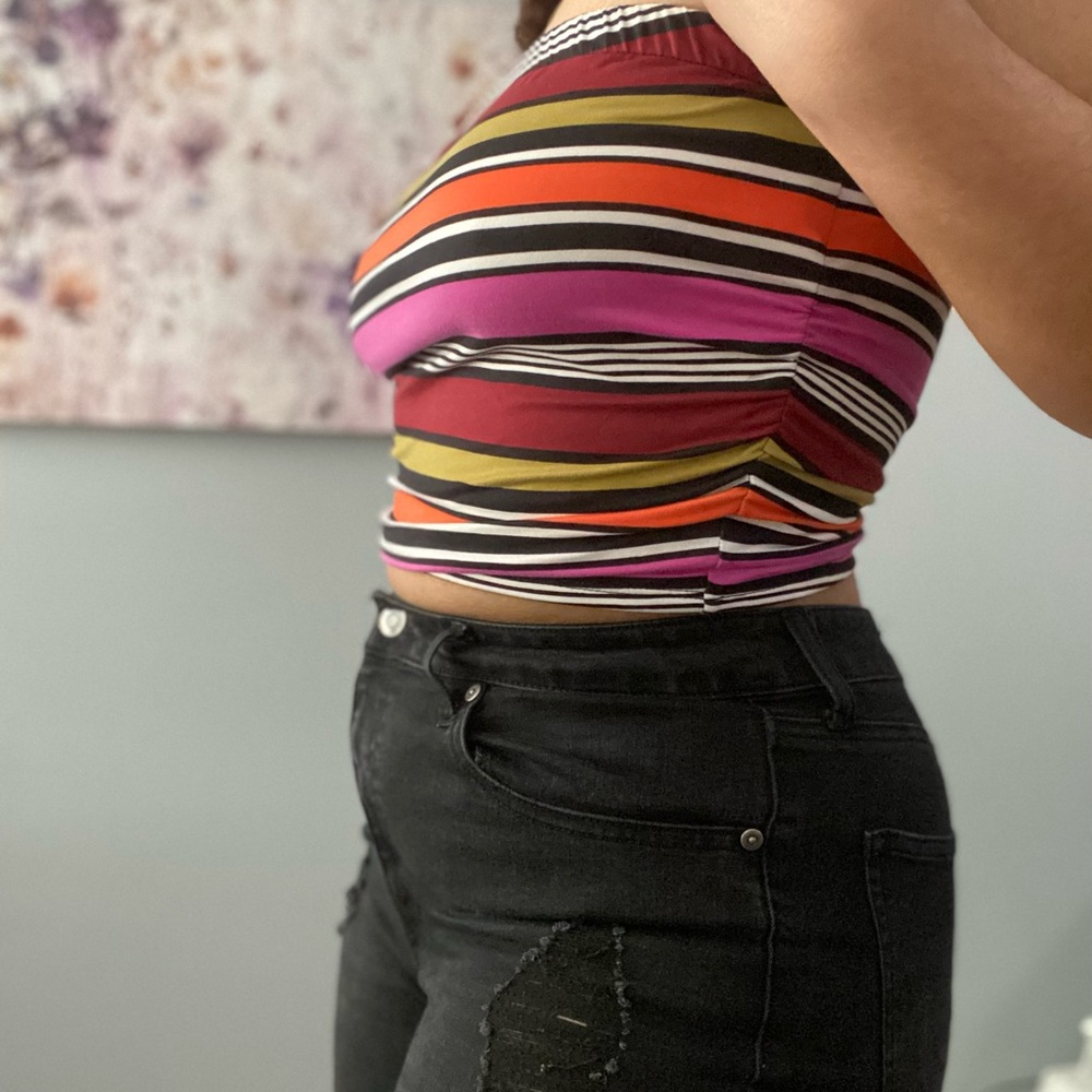 Striped bandeau top